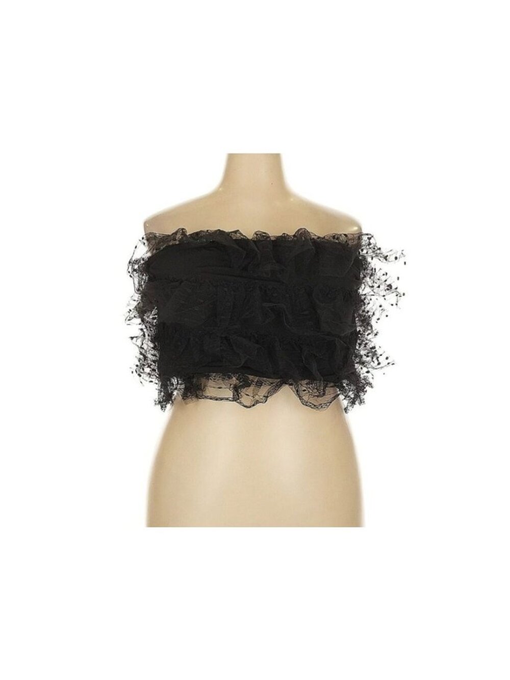 Eloquii Ruffled Tiers Black Crop Tube Top Size 20 NWT